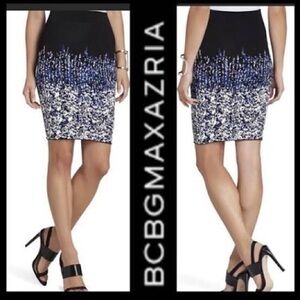 BCBGMaxAzria Women's Black and Blue Pencil Skirt